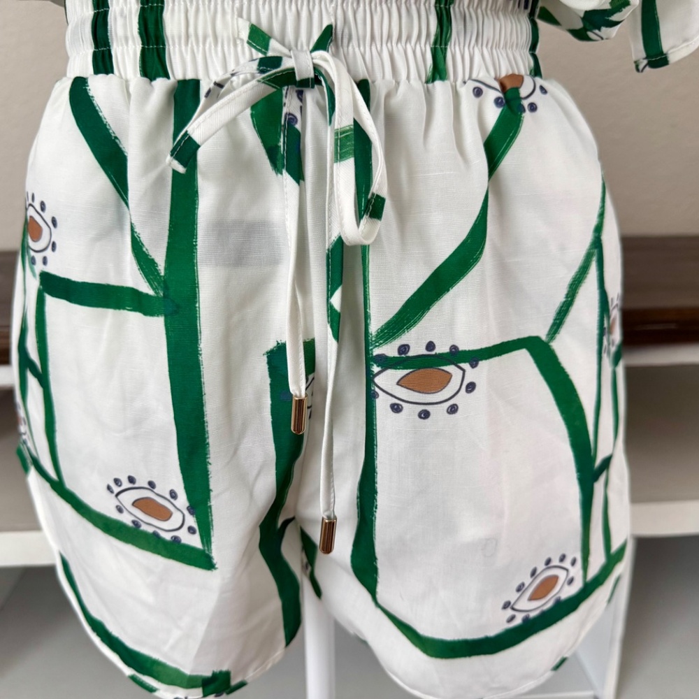 New Commense Short Top 2 Piece Set Drawstring Vacation Outfit Women's Size S Q - Picture 3 of 11